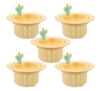 Hohopeti Lot de 5 Passoires D'évier de Cactus Jaune en Plastique, Filtre de Drainage Cuisine à Domicile, Panier Anti-débris