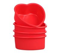 Hohopeti Moules de Cœur 4pcs en Silicone Rouge pour Cuisson | Moule Silicone Muffin Individuel, Congélateur et Air Fryer Compatibles, Lot pour Glaces et Chocolats