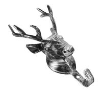 Hohopeti Patère Murale Tête de Cerf en Plastique Argenté, Crochet Simple Décoratif et Robuste pour Chambres, Rangement Clés et Vêtements