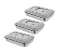 Hohopeti Plateau pour Outils de Nail Art 3 Pièces en Acier Inoxydable 201 sans Trous 23 Cm avec Couvercle Boîte Polyvalente pour Salon de Beauté et Manucure Professionnelle