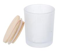 Hohopeti Pot pour Bougie en Verre Blanc Transmission Lumineuse Uniforme avec Couvercle Bambou Récipient à Bougie Vide pour Fabrication Diy et Rangement à Domicile