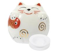 Hohopeti Tirelire Chat Chanceux Céramique Blanc Tirelire pour Décoration Bureau Ornement Maneki Neko Japonais Boîte pour Garçons Et Filles Bibelot Original