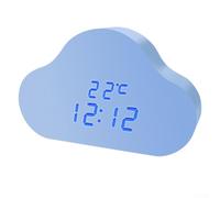 HOHOVYVY Réveil numérique LED en forme de nuage, commande vocale, calendrier, affichage de la température, horloge de table USB avec veilleuse (bleu et bleu)