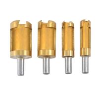 HOHXEN 4 Pièces Fraise à Bouchonner Bois, Acier au Carbone, Tige Ronde, Outil de Coupe pour Bouchons de Bois, Jeu de Mèches pour le Travail du Bois, Taille - 6mm/8mm/13mm/16mm