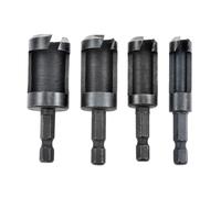 HOHXEN 4 Pièces Fraise à Bouchonner Bois, Noir Outil de Coupe pour Bouchons de Bois à Queue Hexagonale de 1/4 Pouce, Jeu de Mèches pour le Travail du Bois, Taille Métrique - 6mm/10mm/13mm/16mm
