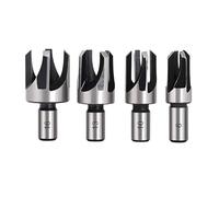 HOHXEN 4 Pièces Fraise à Bouchonner Bois, Tige Ronde, Acier au Carbone, Outil de Coupe pour Bouchons de Bois, Jeu de Mèches pour le Travail du Bois, Taille Métrique - 6mm/10mm/13mm/16mm