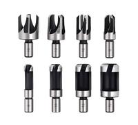 HOHXEN 8 Pièces Fraise à Bouchonner Bois, Tige Ronde, Outil de Coupe en Acier au Carbone, Type Cylindre et Type Griffe, Ensemble de Mèches pour le Travail du Bois, Taille - 6mm/10mm/13mm/16mm