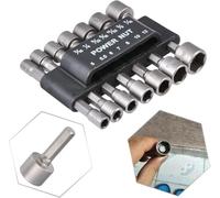 HOHXEN Lot de 14 Tourne-Écrous Électriques, Adaptateur de Mandrin à Changement Rapide Hexagonal 1/4 Pouce pour Perceuse à Main, Perceuse Sans Fil, Chauffeur ir, Clé Électrique