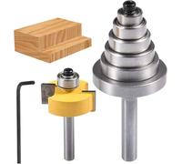 HOHXEN Rabbet Router Bit avec 6 roulements réglables, fraise pour rainures au carbure cimenté, pour le travail du bois et outils de bricolage [Dia de la tige : 6,35 mm (1/4 po)]