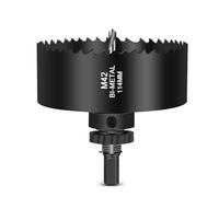 HOHXEN Scie Cloche 114mm - Noir, M42 Hss Bi-Métal Découpeur de Trous en Acier à Haute Vitesse Avec Tige de Positionnement de Foret Pour Panneau De Fibres, Bois, Plastique, Cloison Sèche, Métal Mince