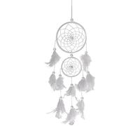 HOIER Attrape de Rêves, Capteur de Rêves en Plumes Dream Catcher, Handmade Attrape-rêves pour Décoration Chambre Voiture Maison, Blanc
