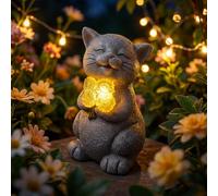Hoikwo Statue Chat avec Tournesol Solaire - Décoration Jardin Extérieur