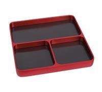 Hoite Plateau à outils magnétique, 9,8 x 9,87 x 11 cm, 3 compartiments, organiseur pour pièces, vis et boulons, pour ranger douilles, vis, petites pièces, garage, maison, rouge