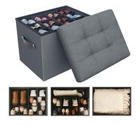 Hoiwio Organiseur de chaussures ottoman pour placard - Séparateurs réglables pour chaussures, vêtements, jouets, couverture, pouf pliable, petit banc