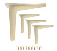 HOJLKLD Lot de 4 pieds de meubles robustes de 15,2 cm en laiton antique brossé doré en métal triangulaire, style moderne de rechange pour canapé, armoire, commode, table
