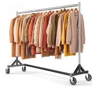 HOKEEPER Portant à vêtements commercial avec support en Z, charge maximale 182 kg, tringle à vêtements robuste sur roulettes, porte-manteau réglable