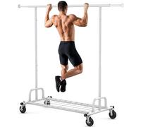 HOKEEPER Portant à vêtements robuste d'une capacité de 238 kg, extensible avec roues et étagères verrouillables, gain de place pour chambre à coucher, appartement, buanderie, blanc