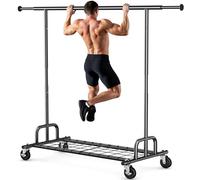 HOKEEPER Portant à vêtements robuste d'une capacité de 238 kg, extensible avec roues et étagères verrouillables, gain de place pour chambre à coucher, appartement, buanderie, noir