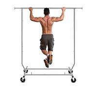 HOKEEPER Portant à vêtements robuste sur roulettes - Réglable - Capacité de 110 kg - Pliable - Assemblage rapide - Espace extensible - 129-109,5 x 56 x 168-180 cm - Acier chromé