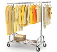 HOKEEPER Porte-manteau sur roulettes,capacité de charge de 136 kg,porte-manteau lourd,tringle à vêtements extensible pour suspendre les