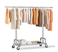 HOKEEPER Portemanteau sur roulettes Charge lourde,204 kg de capacité de charge,tringle à vêtements extensible pour suspendre les vêtements
