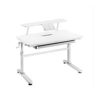 HOKO Bureau pour enfant 100 x 60 cm avec support de bureau et serre-livre | Hauteur réglable de 54 à 76 cm, plateau inclinable de 100 x 40 cm, 90 x 20 cm, avec serre-livres, blanc, Jana & Jones