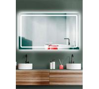 HOKO ® Grand miroir de salle de bain LED 60x100cm. Avec fonction ANTI-FOG et horloge. Miroir XL + interrupteur tactile + changement de LED Frameless