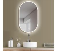 HOKO® LED Anti-Buée Miroir de Salle de Bain Ovale 45x75cm/75x45cm (Vertical/Horizontal) avec Cadre en Métal Doré. Lumineux+Interrupteur Tactile+Changement de Lumière 2700-6500K Chaud-Froid-Neutre