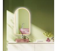 HOKO® LED Miroir 60x100cm/100x60cm avec Cadre en métal doré, Montage vertica/Horizontal. Miroir Lumineux arqué avec Interrupteur Tactile et Variation de lumière 2700-6500K, Blanc Chaud-Froid-Neutre