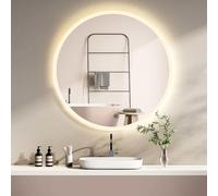 HOKO® LED Miroir Mural Antibuée, Rond 60cm, avec Horloge numérique, Variation de LED 2700-6500K (Blanc Chaud/Blanc Froid/Neutre)+Interrupteur Tactile+Fonction mémoire