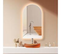 HOKO® LED Miroir pour Salle de Bain Anti-buée 50x90/90x50cm avec Cadre Blanc, Montage Vertical/Horizontal. Miroir arqué+Interrupteur Tactile+Variation de lumière de 2700-6500K Chaud-Froid-Neutre