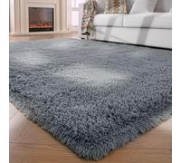 HOKXUAN Tapis de Couloir Tapis Rond Salon Shaggy 130 x 230 cm Antidérapant Intérieur Moelleux Épais Tapis de Cuisine Antidérapant et Lavable Personnalisable Au Mètre pour Salon, Coucher, Gris Foncé