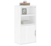 Holamys Armoire latérale ODDA Blanc Bois Massif pin 40x24x79 cm avec 1 Compartiment 2 étagères Ouvertes Meuble Rangement Cube Storage Organizer pour décor Chambre