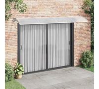 Holamys Auvent de porte gris 350 x 100 cm en polycarbonate résistant aux intempéries avec cadre en aluminium robuste, montage facile, résistant aux UV, aux intempéries, durable pour balcon, terrasse