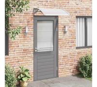 Holamys Auvent de porte gris transparent 100 x 75 cm en polycarbonate résistant aux intempéries durable avec cadre en aluminium solide Montage facile pour entrée Protection contre la pluie, la neige