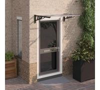 Holamys Auvent de porte noir et transparent 122 x 90 cm en polycarbonate résistant aux intempéries avec cadre solide pour entrée, matériau durable, montage facile, idéal pour la maison et le jardin