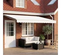 Holamys Auvent électrique extensible blanc 4 x 3 m avec protection solaire résistante aux intempéries, moteur, télécommande, store latéral, pour balcon, terrasse, jardin, robuste, coupe-vent