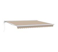 Holamys Auvent extensible beige 400 x 300 cm en tissu et métal pour terrasse et jardin, protection solaire avec manivelle ou moteur, résistant aux intempéries, pare-vent, montage mural