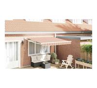 Holamys Auvent extensible multicolore 350 x 250 cm, protection solaire, balcon, jardin, résistant aux intempéries, avec manivelle, montage mural, store flexible latéral et bras articulés pour