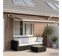 Holamys Auvent extensible taupe, 500 x 300 cm, tissu et métal, solution de protection solaire résistante aux intempéries, pour balcon, terrasse, jardin, avec moteur ou manivelle, résistance aux UV et
