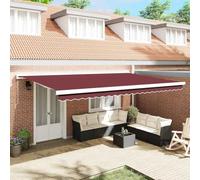 Holamys Auvent manuel - Bordeaux - 500 x 300 cm - Protection solaire - Avec pince - Auvent latéral - Extensible - Résistant au vent - Résistant aux intempéries - Avec manivelle - Pour balcon, terrasse