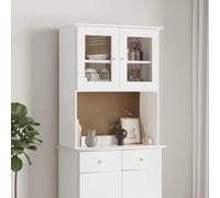 Holamys Dessus de Commode Alta Blanc en Bois Massif de pin 77x30x92 cm avec étagères vitrées pour Rangement, Organiseur Cube, bibliothèque, décor de Chambre esthétique