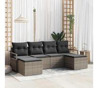 Holamys Ensemble de canapés 6 pcs en polyrotin Gris avec Coussins modulables pour Jardin terrasse extérieur résistant aux intempéries léger Design Moderne avec Compartiments de Rangement