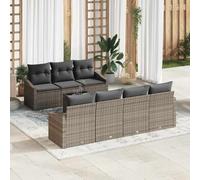 Holamys Ensemble de canapés modulables en polyrotin Gris avec Coussins Amovibles 8 pièces, mobilier de Jardin résistant aux UV pour terrasse et extérieur, Design élégant avec Rangement intégré