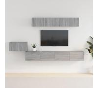 Holamys Ensemble de Meubles TV 5 pcs Sonoma Gris en Bois d'ingénierie Robuste, avec Espace de Rangement, Meuble Mural Pratique pour Salon et Chambre, Console TV Multifonction