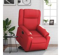 Holamys Fauteuil relax avec aide à se lever - Rouge - En cuir synthétique - Électrique - Fonction de couchage manuelle - Expérience d'assise confortable - Charge maximale de 110 kg - Pour salon