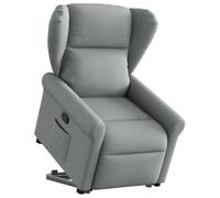 Holamys Fauteuil relax avec aide à se lever - Tissu gris clair - Électrique - Fonction de couchage manuelle - Expérience d'assise confortable pour salon, chambre à coucher - Charge maximale de 110 kg