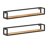 Holamys Lot de 2 étagères murales en bois d'acacia massif de 120 cm, design industriel, cadre en fer enduit de poudre noir, capacité de charge de 40 kg, pour salon, chambre à coucher