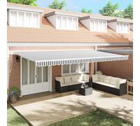 Holamys Store manuel anthracite blanc 600 x 300 cm - Protection solaire - Avec pince - Auvent latéral - Bras articulé - Résistant aux intempéries - Extensible - Pour balcon, terrasse, jardin