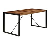 Holamys Table de salle à manger en bois massif d'acacia 160 x 80 x 75 cm, table de cuisine robuste pour la salle à manger, laquée polie, stable et durable